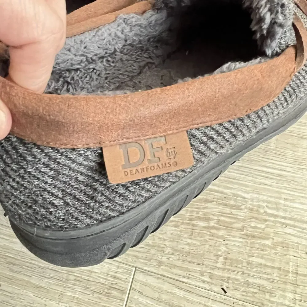 DF By Dearfoams Moccasin Slippers Gray Mens Sz S (7/8) Loafer